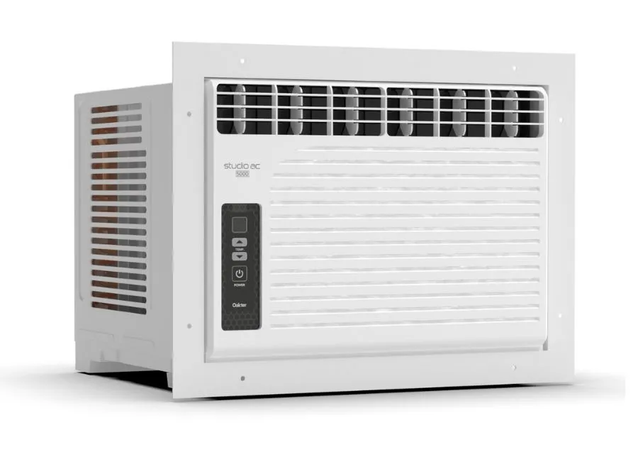 Oakter Studio AC 5000, 0.5 ton window AC India, compact AC for small rooms, budget air conditioner India, low power AC 6A socket